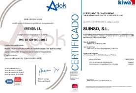 SUINSO obtiene las certificaciones UNE-EN-15343:2008 e ISO 9001