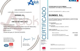 SUINSO obtiene las certificaciones UNE-EN-15343:2008 e ISO 9001